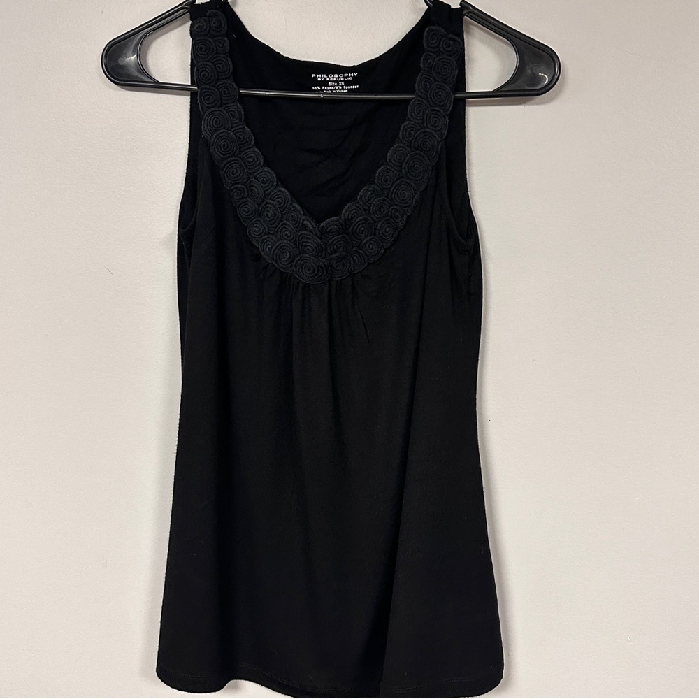 Philosophy 3D Roses Black Stretchy  Tank Top Womens Size XS